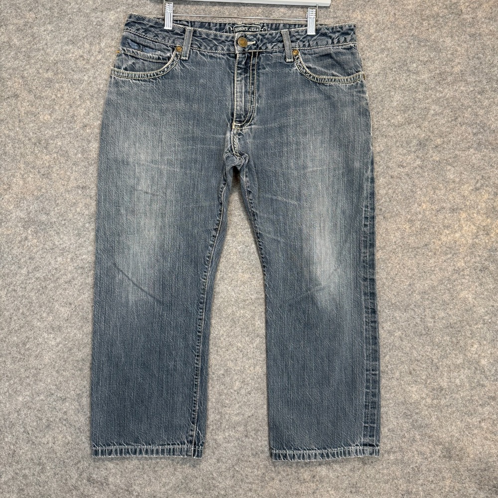 Robin's Jeans Mens 36 (fits 35x26) Short‎ Inseam Hemmed Flap Pockets Studded